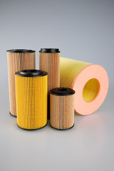 Different types of car air filters.
