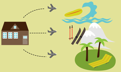 

set of vector travel photos