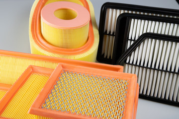 Car air filter set in different sizes.