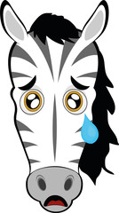 Naklejka na ściany i meble Vector illustration the face of a zebra cartoon with a sad expression