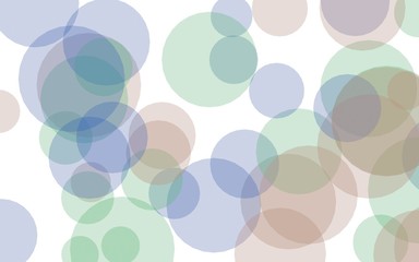 Multicolored translucent circles on a white background. Green tones. 3D illustration