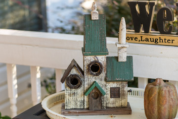 Wood birdhouse castle