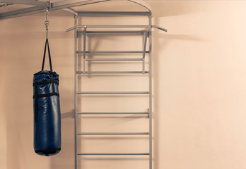 punching bag hanging in the gym
