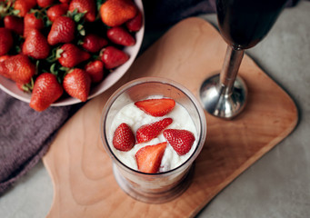 fresh strawberries and yogurt