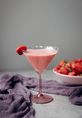 glass of champagne with strawberries