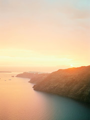 A golden sunset in Santorini