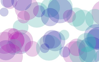 Multicolored translucent circles on a white background. Pink tones. 3D illustration