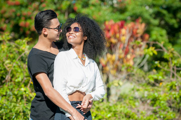 black young couple in the park