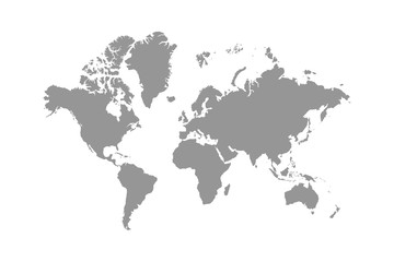 World map. World map with continents, North and South America, Europe, Asia, Africa and Australia on white background
