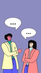 Sad man and woman do not understand each other. Married couple is talking. Vector character. Illustration in cartoon style.