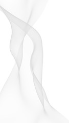 White abstract background. Fluttering white scarf. Waving on wind white fubric. 3D illustration