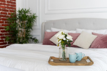 Cozy bedroom with soft and comfort bed