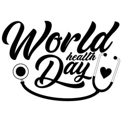 world health day concept text design with doctor stethoscope.vector illustration.