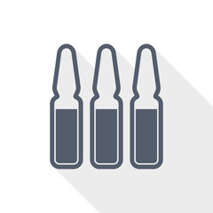 Vaccine ampules flat design vector icon
