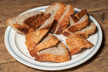fresh bread and wheat on the wooden