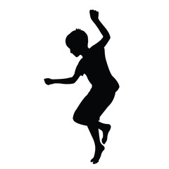 a boy jumping body silhouette vector