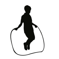 a boy jumping rope, silhouette vector
