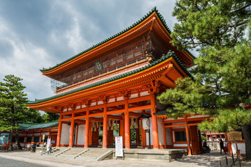 The Otenmon or Main Gate to Heian Shrine, Kyoto Japan