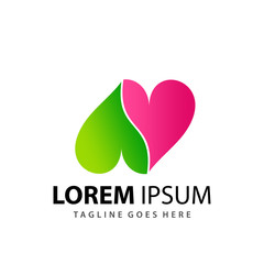 Abstract Letter N Love Leaf  Logo Design Template Premium Vector