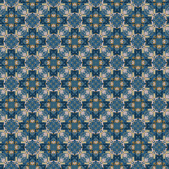 seamless pattern with blue flowers