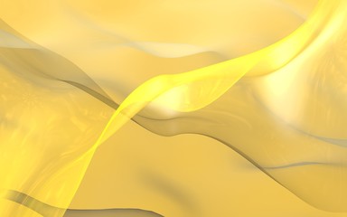 Abstract gold background. Beautiful backdrop with yellow waves. 3d illustration.