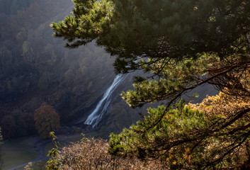 view of mountain waterfall 