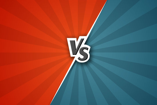 Versus VS Background Letters vs on a red and blue background of lines rays Blank template background for team competition battle red versus blue Sports theme design of fight game contest Vector banner