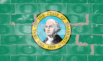 The US national flag declares Washington on a dark green background symbolizing the nickname 