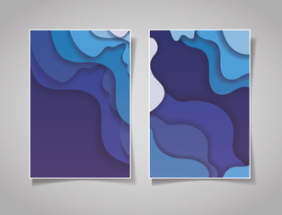 Blue waves backgrounds frames vector design