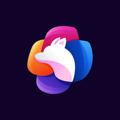 colorful fox gradient artwork logo template