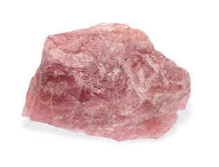 .Rose quartz on white background