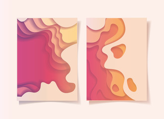 Orange waves backgrounds frames vector design