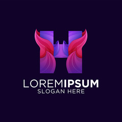 colorful letter h gradient artwork logo template