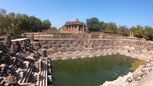 View of the Sun temple in Modhera, Gujarat, India