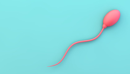 Pink sperm on blue background