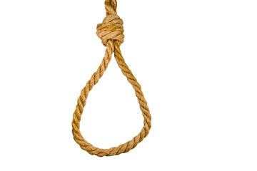 Rope with noose for the suicide isolated on white background
