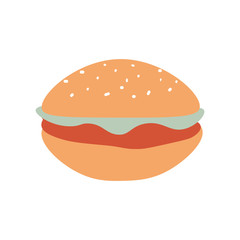 Fresh meat hamburger. Cartoon vector illustration