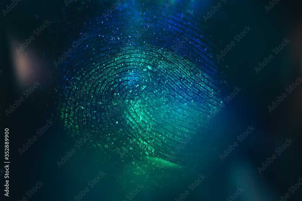 Poster close up beautiful abstract green and blue colored fingerprint on background texture for design. mac