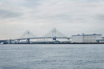 Yokohama Bay Bridge Japan overcast day