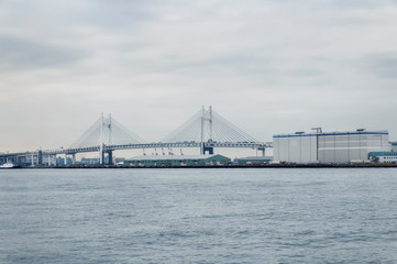 Yokohama Bay Bridge Japan overcast day