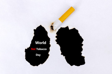 May 31st World No Tobacco Day. Poison of cigarette. Burn lungs