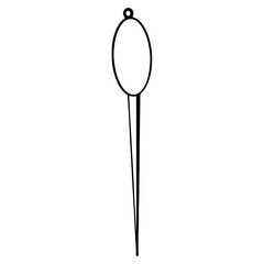 Cute sewing vintage pin with bead. Digital doodle outline art. Print for scrapbooking, cards, fabrics, design, banners, textiles, coloring pages.