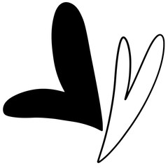 Cute for sewing hearts. Digital doodle outline art. Print for scrapbooking, cards, fabrics, design, banners, textiles, coloring pages.