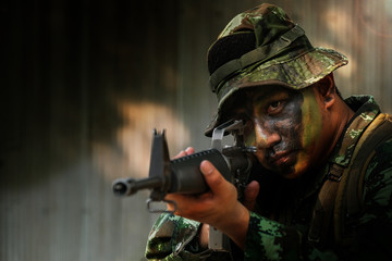 Thailand Army rangers during the military operation