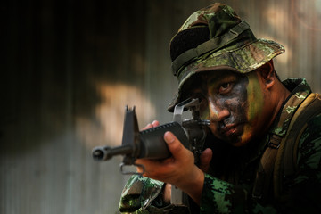 Fototapeta premium Thailand Army rangers during the military operation