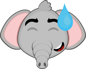 Vector illustration of the face of an elephant cartoon