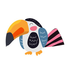 Toucan bird cartoon character. Cute flat vector illustration isolated on white background. South America fauna. Exotic colorful bird for zoo ad, nature concept, children book, print, textile ets © Iuliia