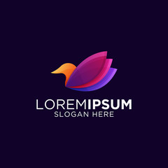 awesome bird logo design vector illustration premium vector 3d colorful gradient color