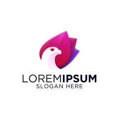 awesome bird eagle logo design vector illustration premium vector 3d colorful gradient color