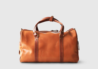  Large classic brown leather travel bag